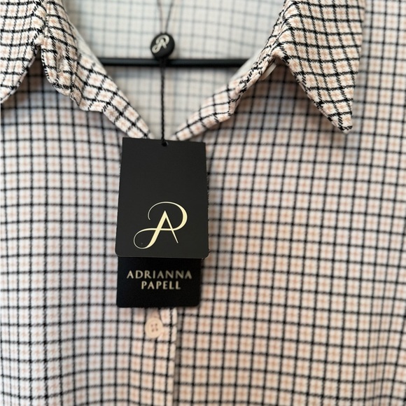 Adrianna Papell Black and White Checkered Button Down Shirt - Picture 4 of 12